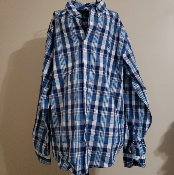 NWT Chaps by Ralph Lauren Pink and Blue Plaid 1//2 Button Sleeveless Shirt Dress